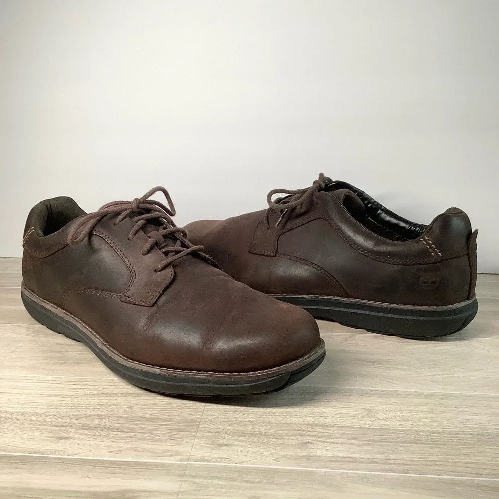 TIMBERLAND Mens Brown Leather Anti-Fatigue Oxfords Lace-up Shoe Casual US 13